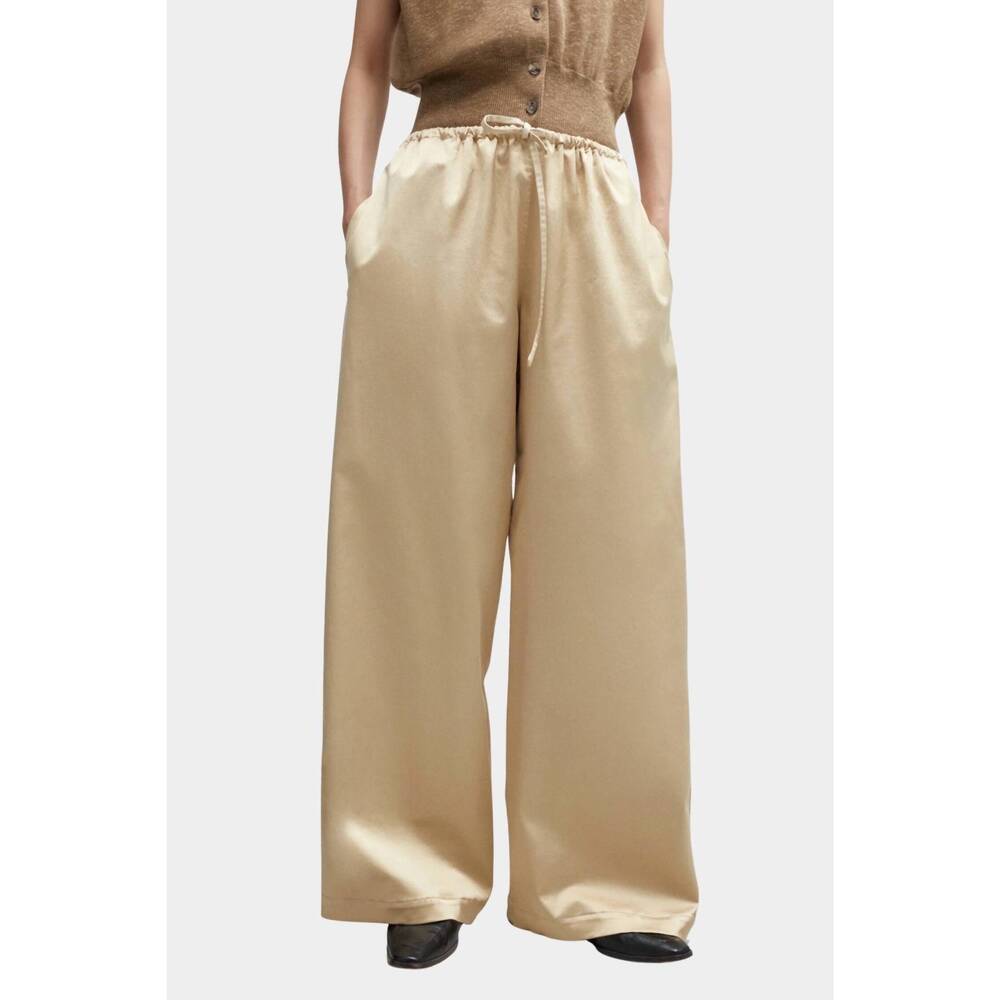 NEW CORDERA satin drawstring pants in champagne